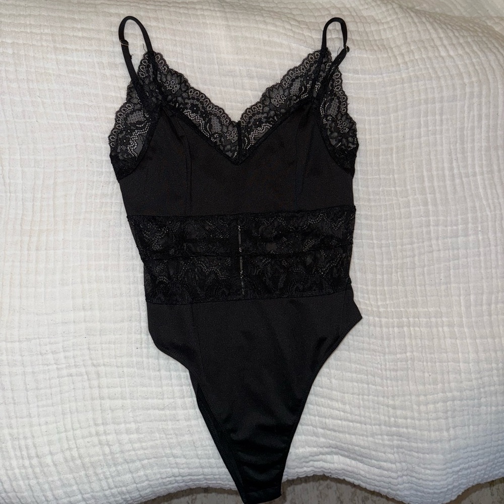 Fashion Nova Black Lace Detail Top